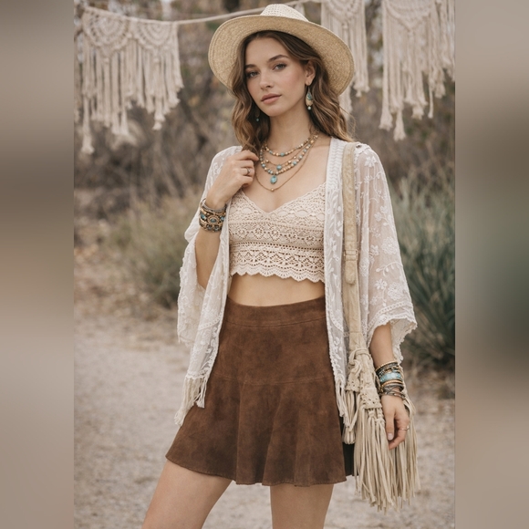New Ralph Lauren Suede Skirt – Boho Western Style 🤎. - Picture 2 of 9